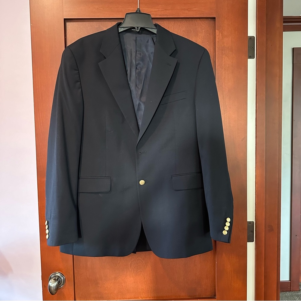 Ralph Lauren Navy Wool Blazer Sports Coat Suit Jacket Woolmark